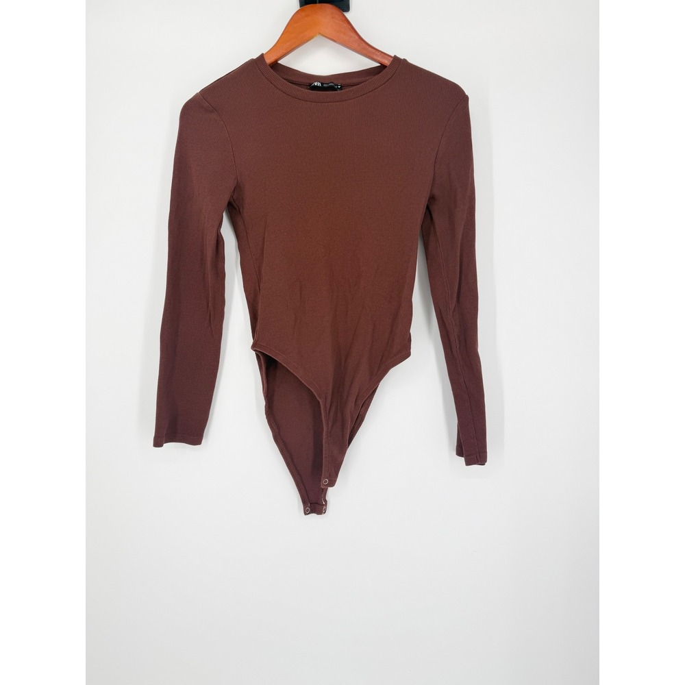 Zara Womens Bodysuit Large Minimalist Basic Capsule Wardrobe Ribbed Layers Boho
